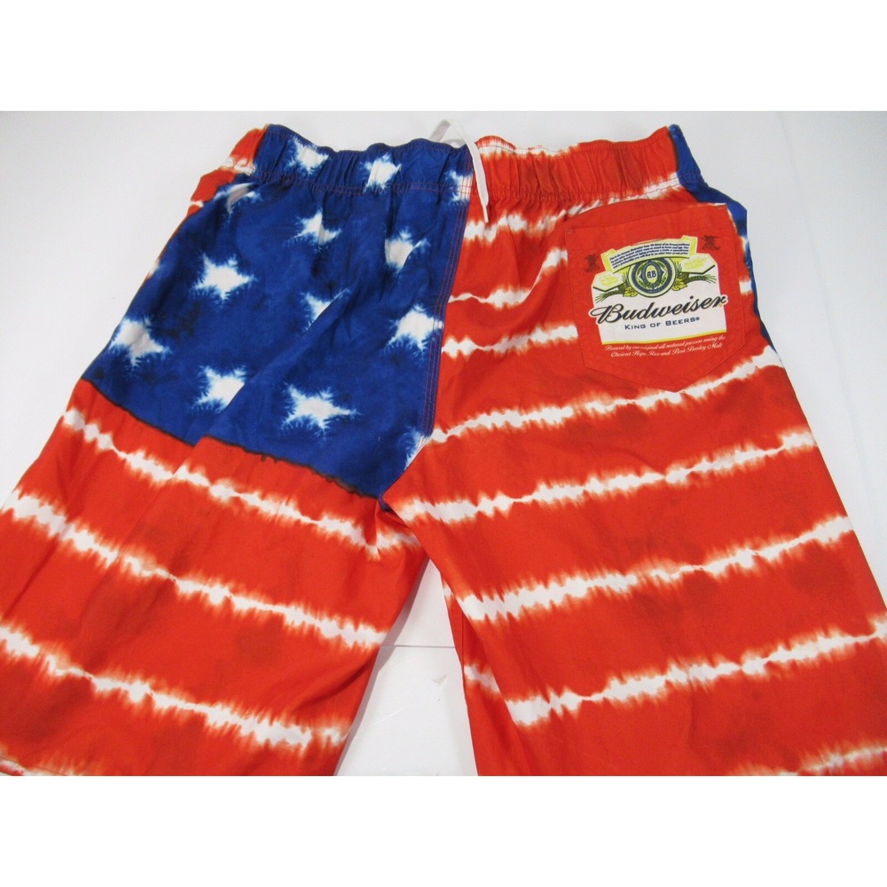 Men's Budweiser Red White & Blue Swim Trunks Size Large A5